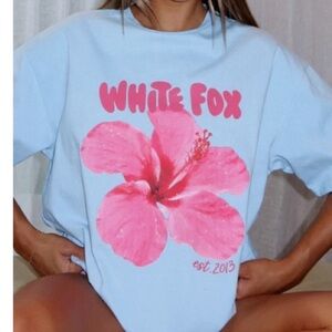 White Fox 3XS/XXS Oversized Baby Blue Tee Like New